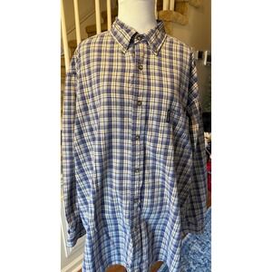 Abercrombie Fitch Mens Plaid Long Sleeve Button Down Shirt Blue Yellow Size L